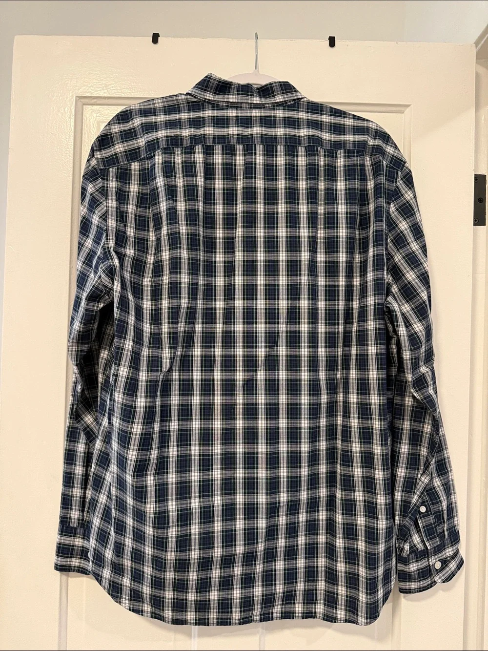 J.Crew Classic Flex Washed Plaid Shirt Navy Green Size L